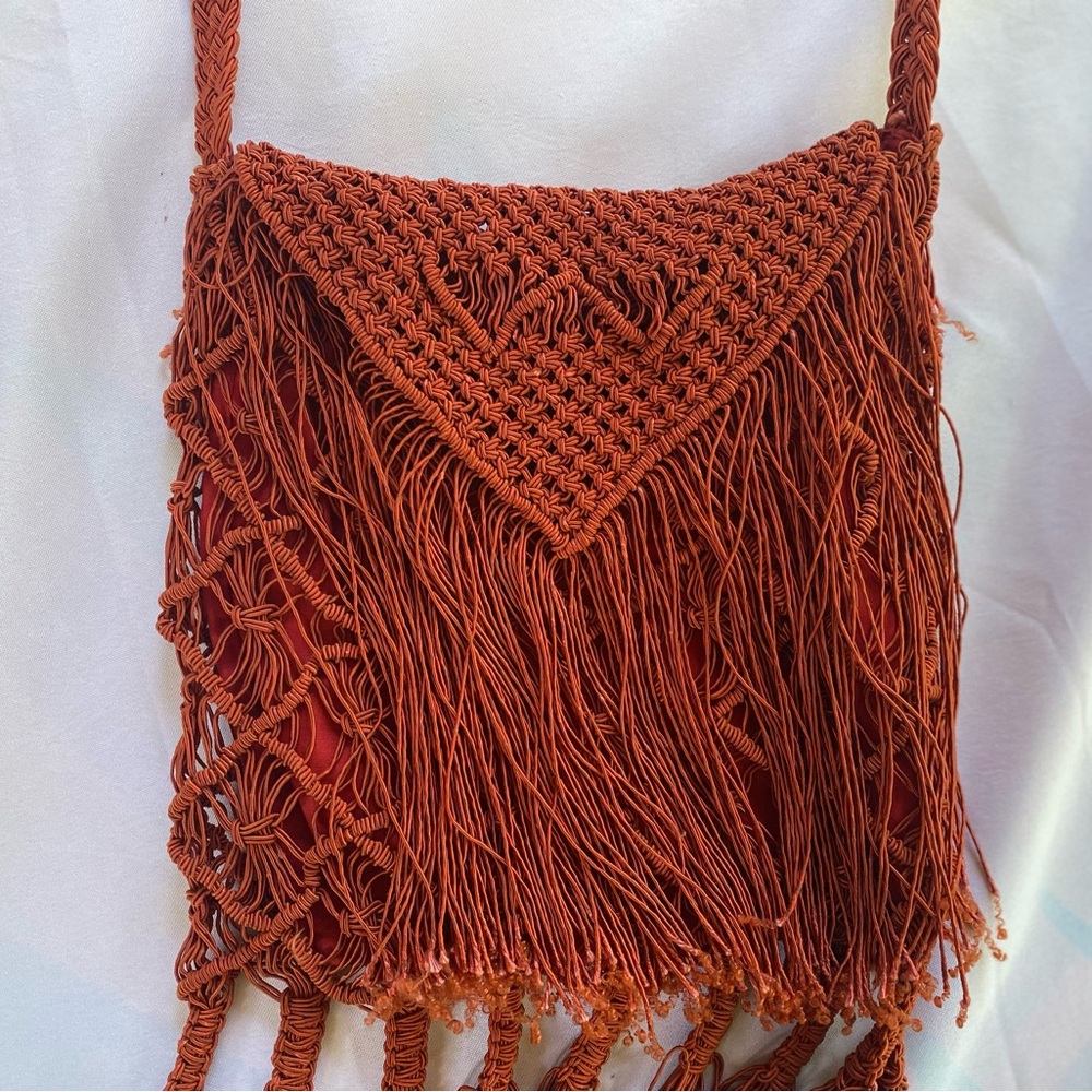 Fringe Crossbody Bag - Dark Red - Picture 4 of 13